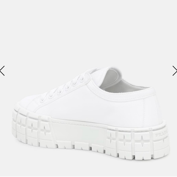 Prada Women's White Double Wheel Platform Sneaker - Picture 4 of 13